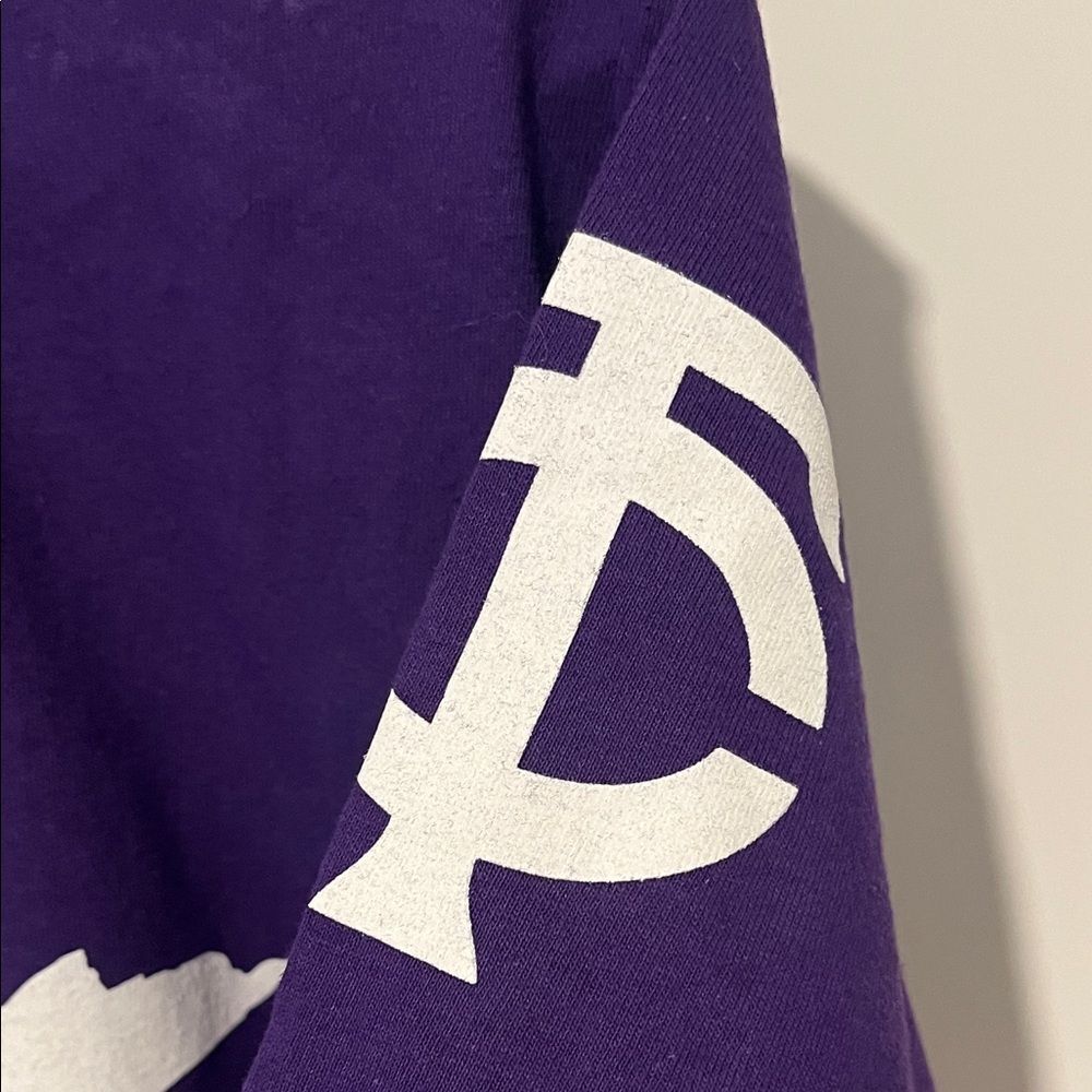 Prince Music Artist Purple White Minnesota Symbol Graphic Pullover T-Shirt - Picture 3 of 7